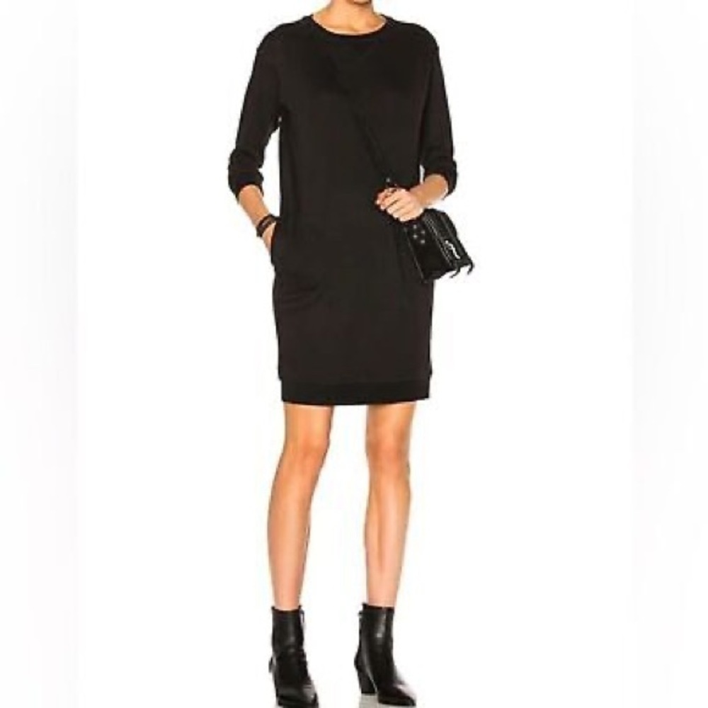 ATM Anthony Thomas Melillo Black Quarter Sleeve Mini Sweater Dress sz M